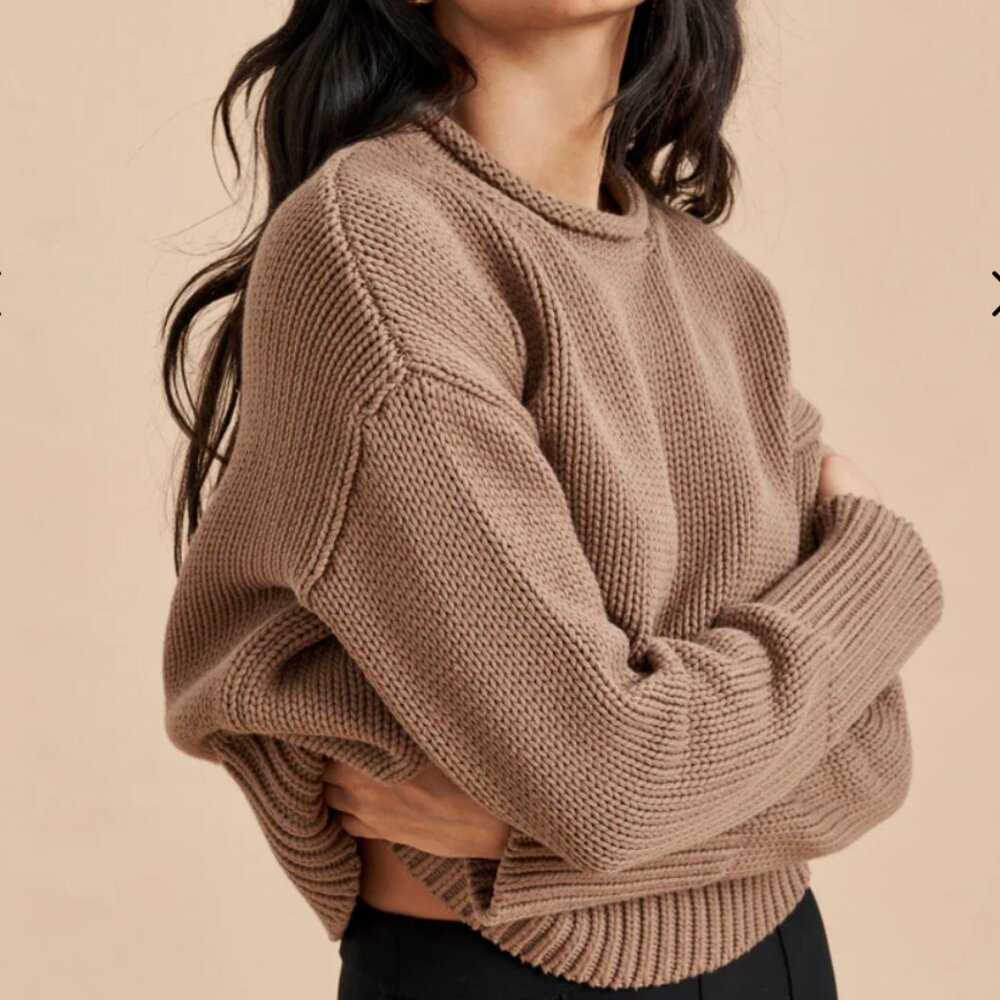 La Ligne Solid Marina Sweater Tan XS 100% Cotton